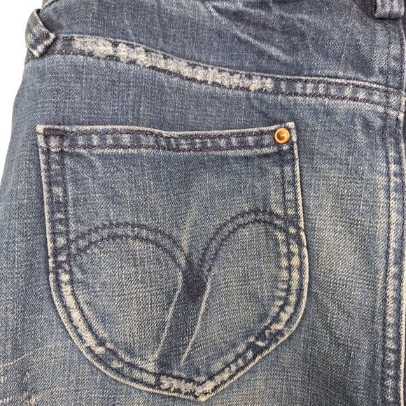 Vintage Orange Label Levis Medium Blue Wash Distressed Denim Maxi Skirt 7 - Picture 8 of 11